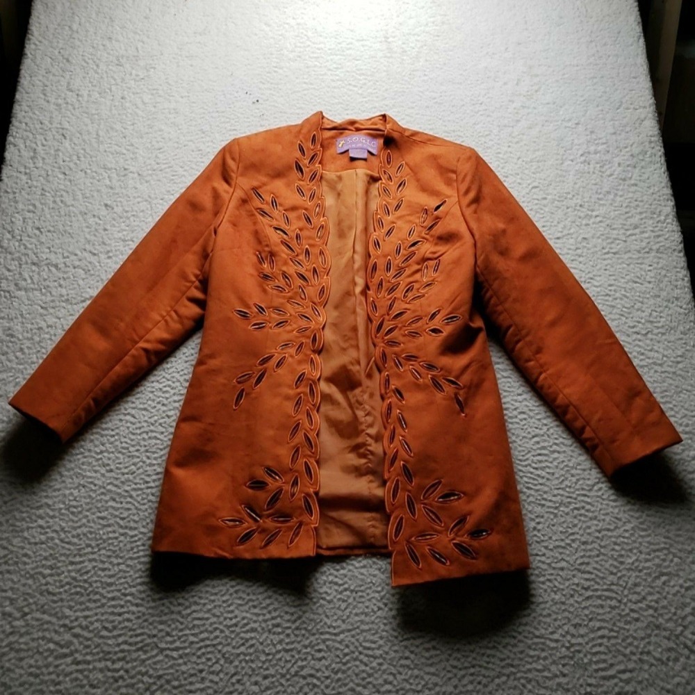 S.O.G.I.C Suit Jacket Womens 14 Orange Cutout 3/4 Sleeve Open Front Churchwear